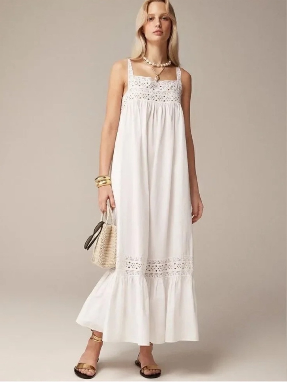 J. Crew Athena Dress White Cotton Poplin Size Small